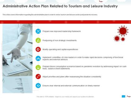 Administrative action plan related to tourism and leisure industry adjust ppt powerpoint presentation show