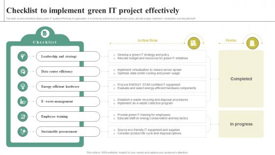 Adopting Green Computing For Attaining Checklist To Implement Green
