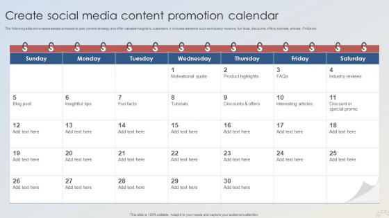 Adopting Integrated Marketing Create Social Media Content Promotion Calendar MKT SS V