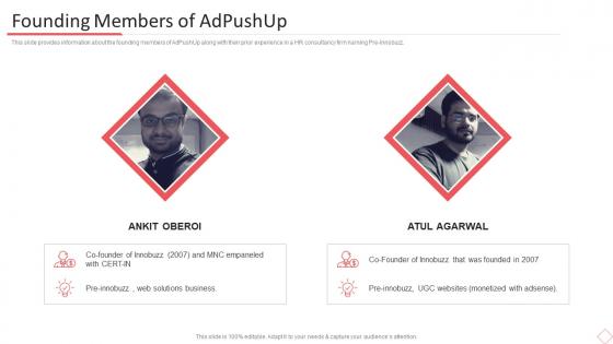 Adpushup investor funding elevator pitch deck founding members of adpushup