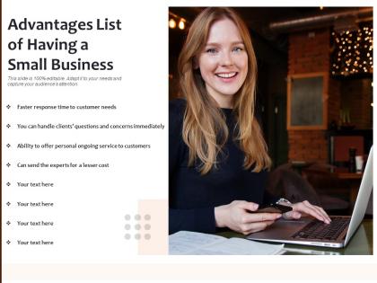Advantages list of having a small business