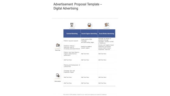 Advertisement Proposal Template Digital Advertising One Pager Sample Example Document