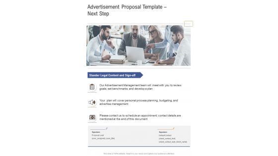 Advertisement Proposal Template Next Step One Pager Sample Example Document