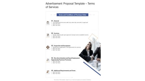 Advertisement Proposal Template Terms Of Services One Pager Sample Example Document
