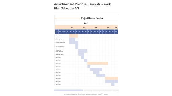 Advertisement Proposal Template Work Plan Schedule One Pager Sample Example Document