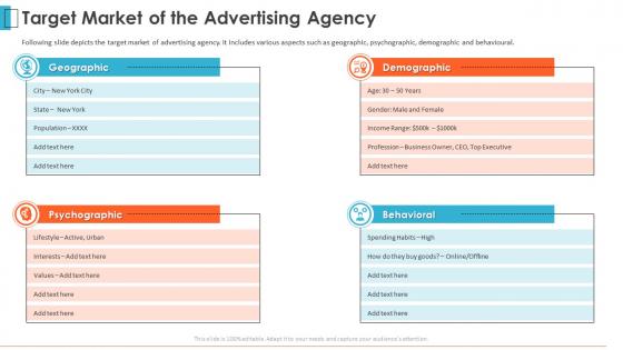 Advertising agency pitch deck target market of the advertising agency