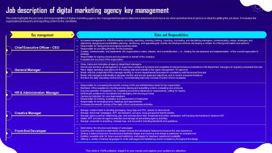 Advertising And Digital Marketing Job Description Of Digital Marketing Agency Key Management BP SS