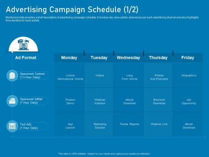 Advertising campaign schedule long business marketing using linkedin ppt sample