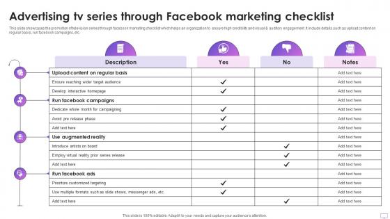 Advertising Tv Series Through Facebook Marketing Checklist