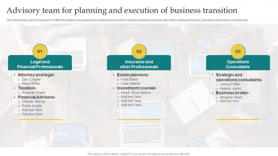 Advisory Team For Planning And Execution Of Business Transition