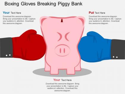 Ae boxing gloves breaking piggy bank flat powerpoint design