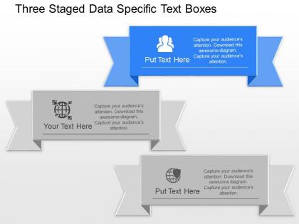 Ae three staged data specific text boxes powerpoint template slide