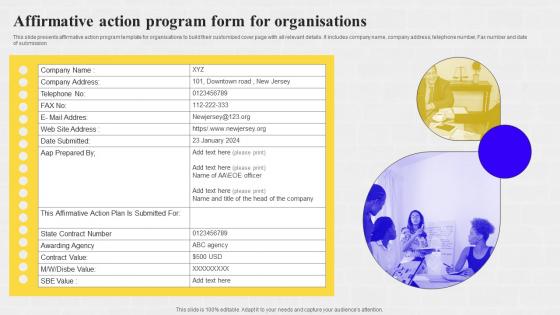 Affirmative Action Program Form For Organisations