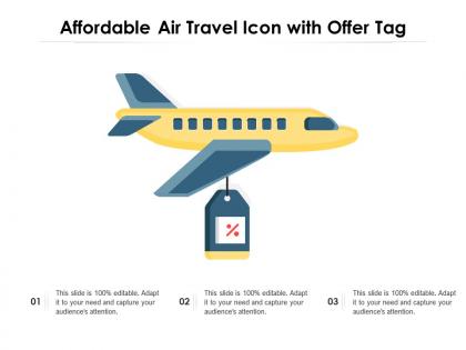 Affordable air travel icon with offer tag