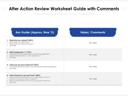 After action review worksheet guide with comments