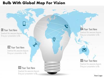 Ag bulb with global map for vision powerpoint template
