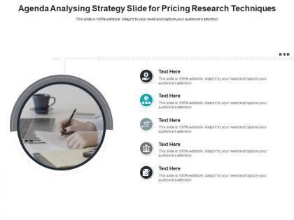 Agenda analysing strategy slide for pricing research techniques infographic template