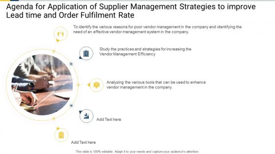 Agenda application supplier management strategies improve lead time order fulfilment rate