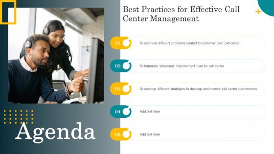 Agenda Best Practices For Effective Call Center Management Ppt Mockup