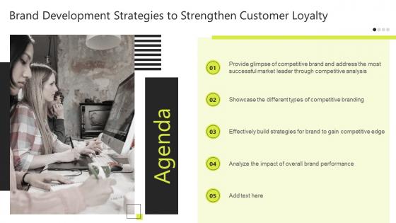 Agenda Brand Development Strategies To Strengthen Customer Loyalty Ppt Icon Portrait