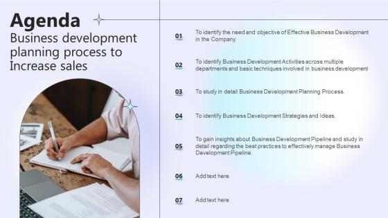 Agenda Business Development Planning Process To Increase Sales