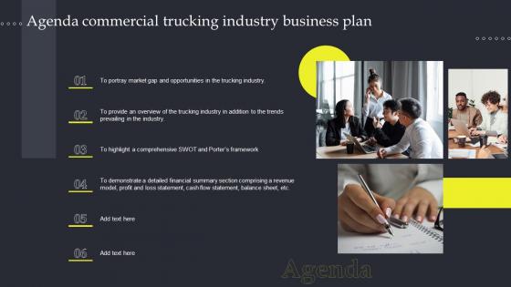 Agenda Commercial Trucking Industry Business Plan BP SS