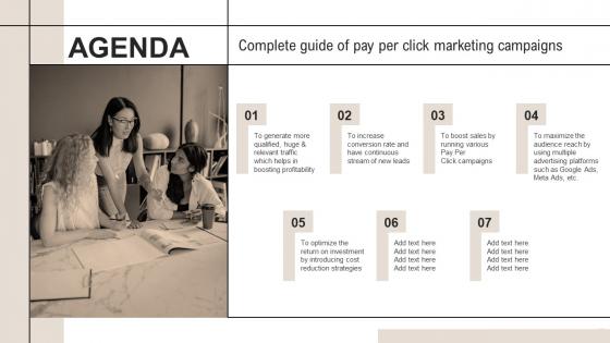 Agenda Complete Guide Of Pay Per Click Marketing Campaigns MKT SS V