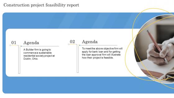 Agenda Construction Project Feasibility Report Ppt Slides Background Images