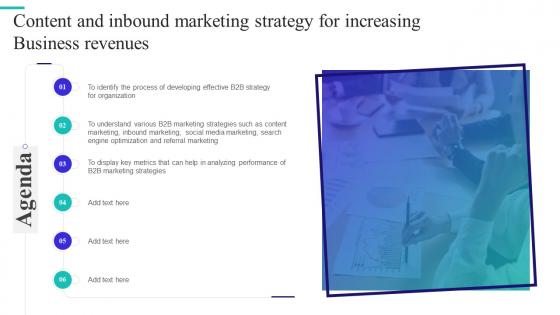 Agenda Content And Inbound Marketing Strategy For Increasing Business Revenues