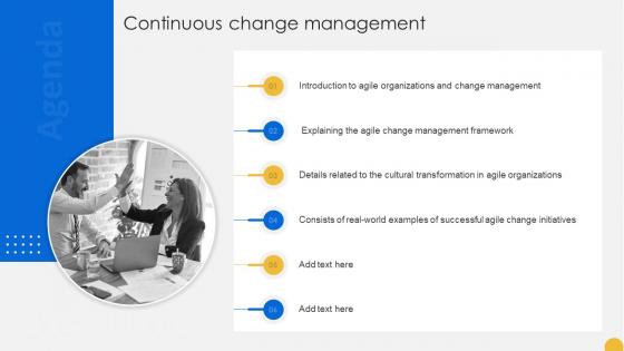 Agenda Continuous Change Management CM SS V