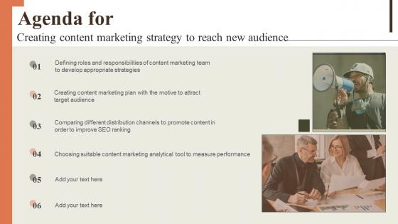 Agenda Creating Content Marketing Strategy To Reach New Audience Ppt Ideas Example