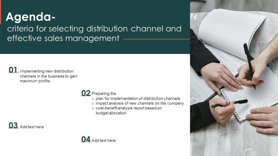Agenda Criteria For Selecting Distribution Channel And Effective Sales Management