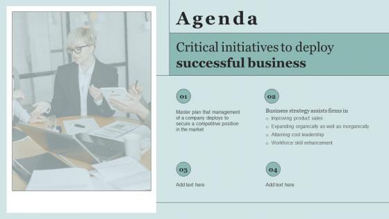 Agenda Critical Initiatives To Deploy Successful Business