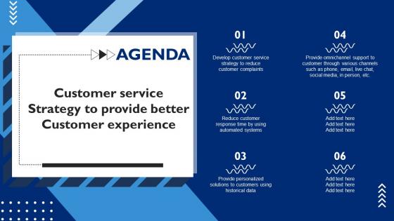Agenda Customer Service Strategy To Provide Better Customer Experience Strategy SS V