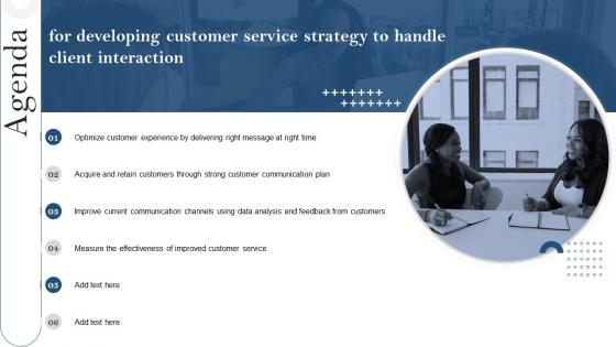 Agenda Developing Customer Service Strategy To Handle Client Interaction