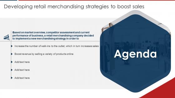 Agenda Developing Retail Merchandising Strategies To Boost Sales Increase Ppt Designs