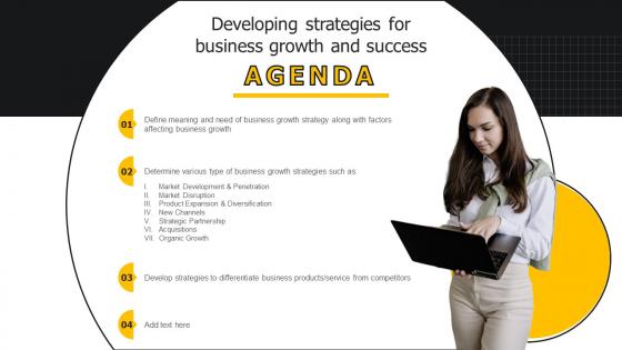 Agenda Developing Strategies For Business Growth And Success Ppt Icon Design Templates