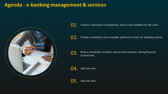 Agenda E Banking Management And Services Ppt Icons