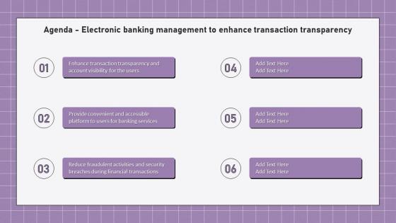 Agenda Electronic Banking Management To Enhance Transaction Transparency