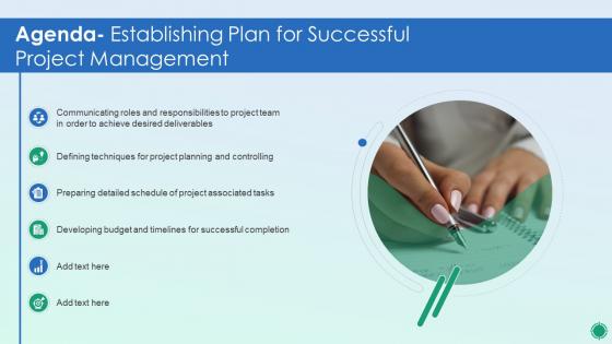 Agenda Establishing Plan For Successful Project Management