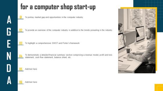 Agenda For A Computer Shop Start Up Ppt Ideas Background Designs BP SS