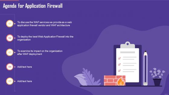 Agenda For Application Firewall Ppt File Inspiration infographics