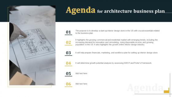 Agenda For Architecture Business Plan BP SS