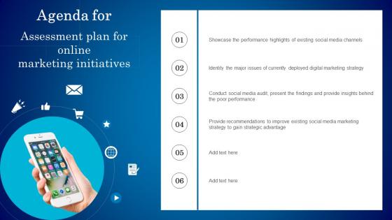 Agenda For Assessment Plan For Online Marketing Initiatives