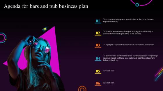 Agenda For Bars And Pub Business Plan Ppt Ideas Background Designs BP SS