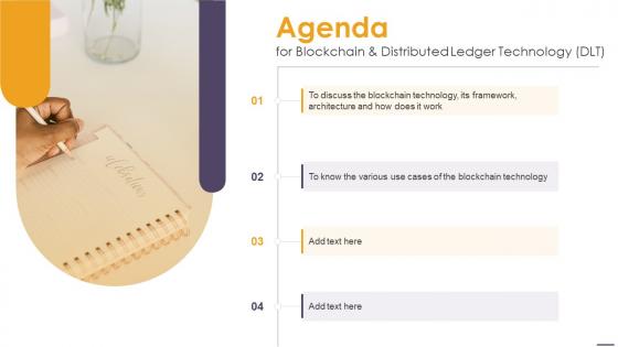Agenda For Blockchain And Distributed Ledger Technology DLT