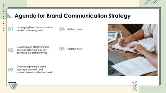 Agenda For Brand Communication Strategy Ppt Graphics