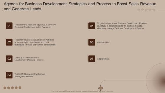 Agenda For Business Development Strategies And Process