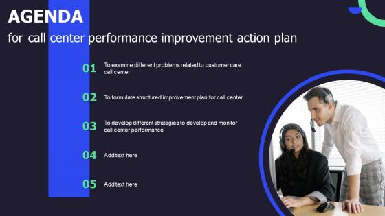 Agenda For Call Center Performance Improvement Action Plan Ppt Slides Background Images