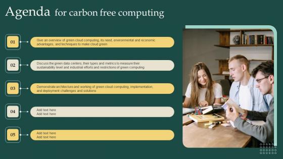 Agenda For Carbon Free Computing Ppt Ideas Background Images